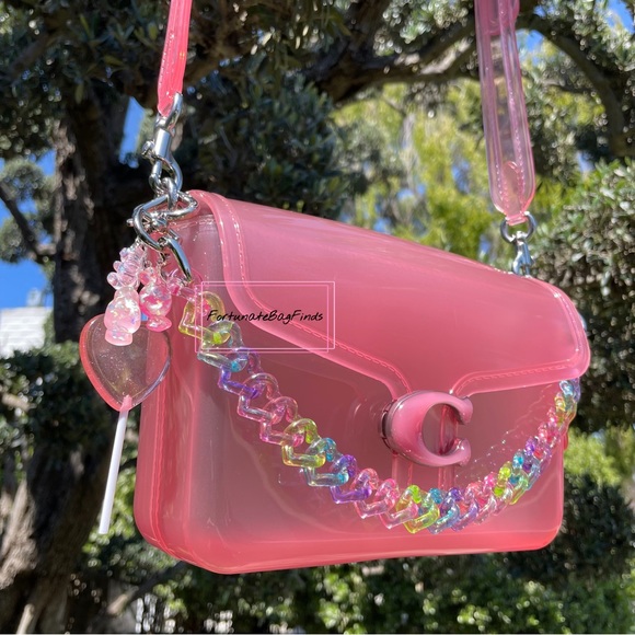 TRIPLE HEARTS Pastel Rainbow Jelly Resin Bag Strap Novelty Bag Strap Kawaii Y2K - Picture 9 of 14